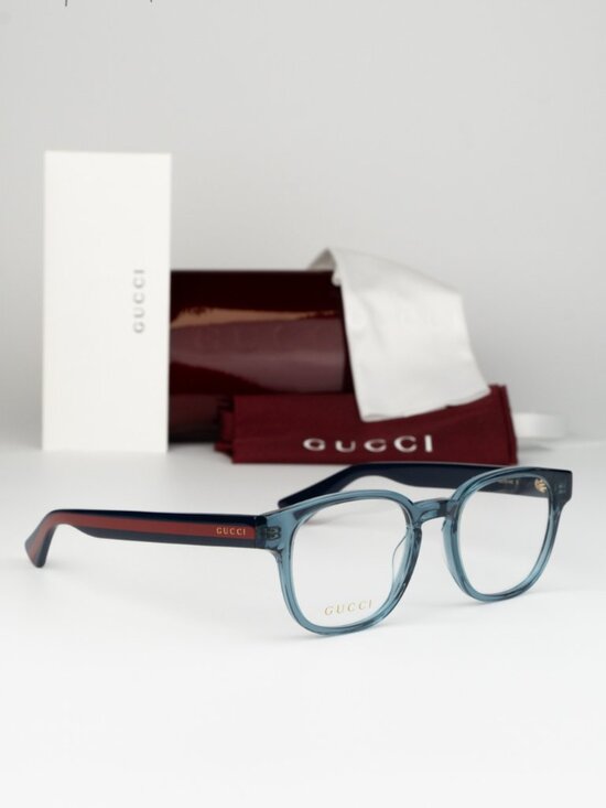 Gucci Women Eyeglasses Transparent Blue Demo Square GG0927O 006 NEW AUTHENTIC main image 9
